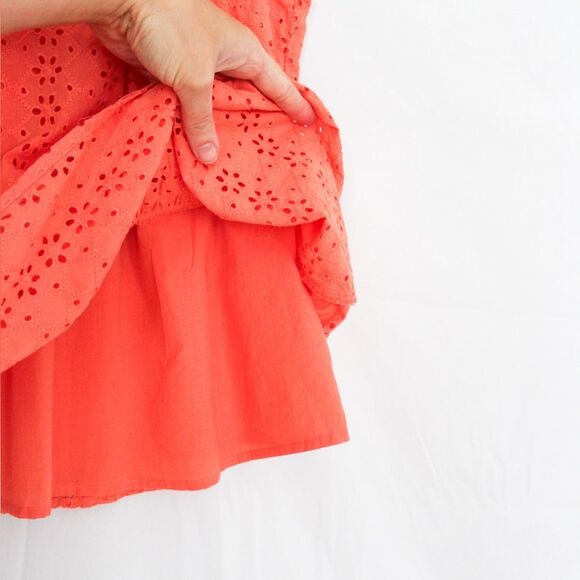 Loft Eyelet Peplum Halter Shell - Small, Coral - Picture 9 of 11